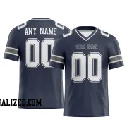 Printed Customized Navy White Navy Football Jersey