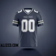 Printed Customized Navy White Navy Football Jersey