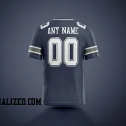 Printed Customized Navy White Navy Football Jersey