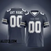 Printed Customized Navy White Navy Football Jersey