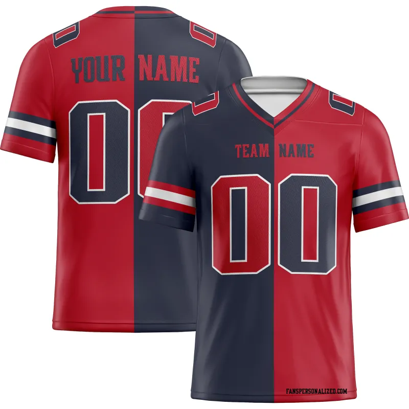 Printed Customized Split Navy Red Red Football Jersey