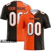 Printed Customized Split Orange Black White Football Jersey