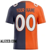 Printed Customized Split Orange Navy White Football Jersey