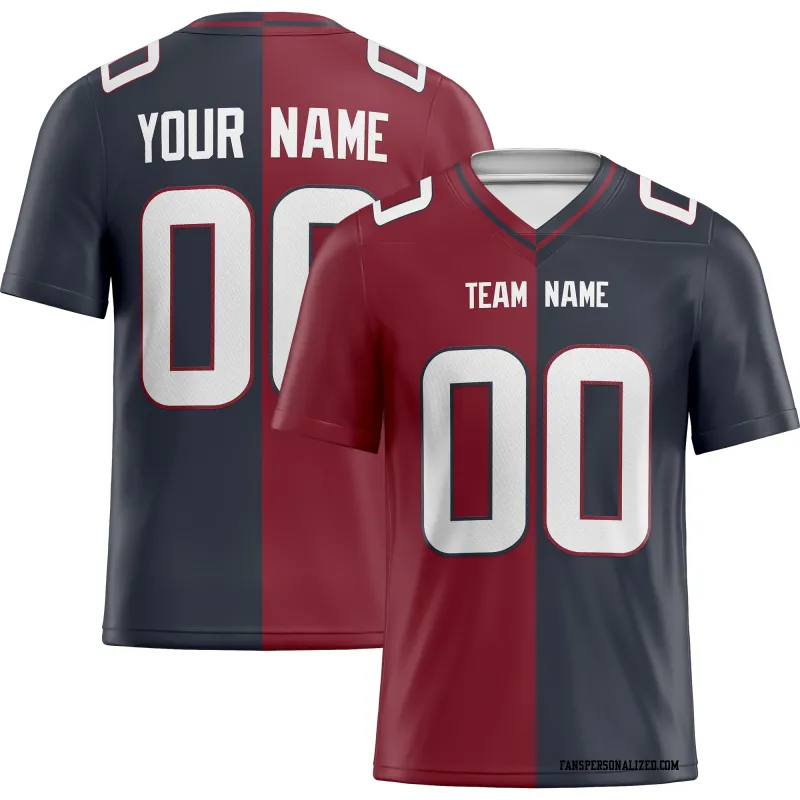 Printed Customized Split Red Navy White Football Jersey