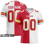 Printed Customized Split Red White White Football Jersey