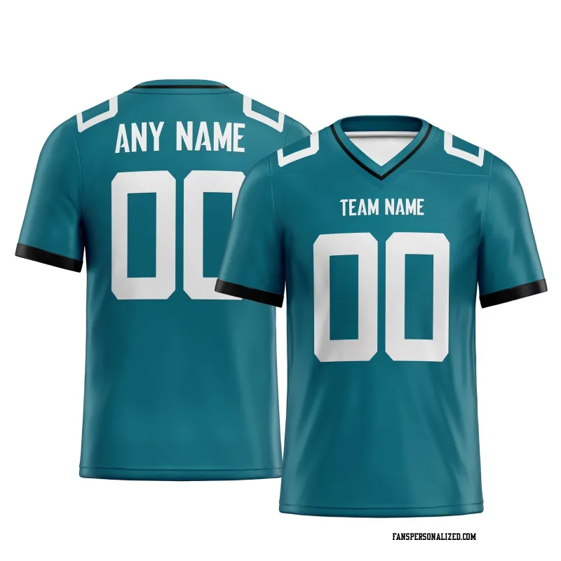 Printed Customized Teal White White Football Jersey