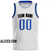 Stitched Customized Association White Blue Black Basketball Jersey