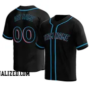 Stitched Customized Black Black Blue Baseball Jersey