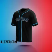 Stitched Customized Black Black Blue Baseball Jersey