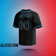 Stitched Customized Black Black Blue Baseball Jersey