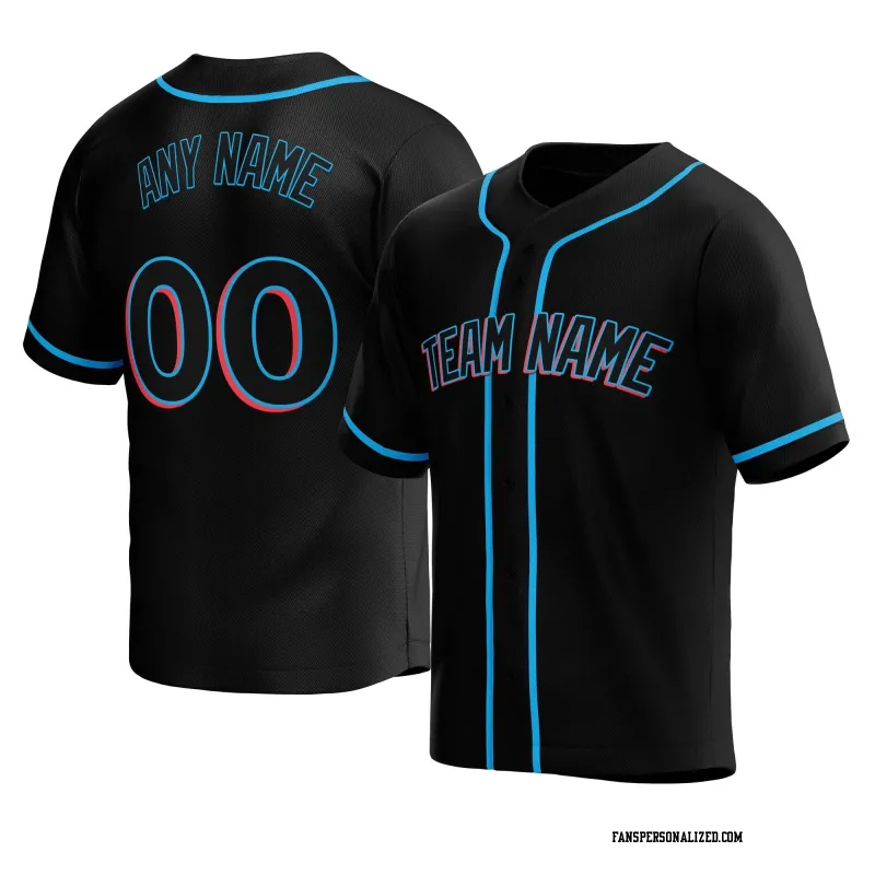 Stitched Customized Black Black Blue Baseball Jersey