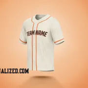 Stitched Customized Cream Black Orange Baseball Jersey