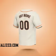 Stitched Customized Cream Black Orange Baseball Jersey
