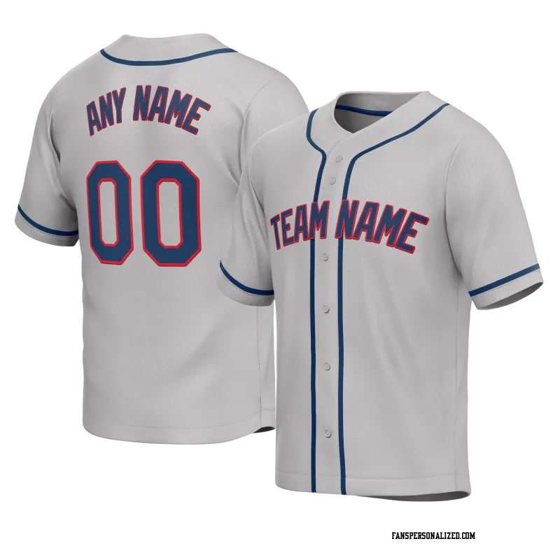Stitched Customized Gray Navy Navy Baseball Jersey