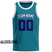 Stitched Customized Icon Teal Purple White Basketball Jersey