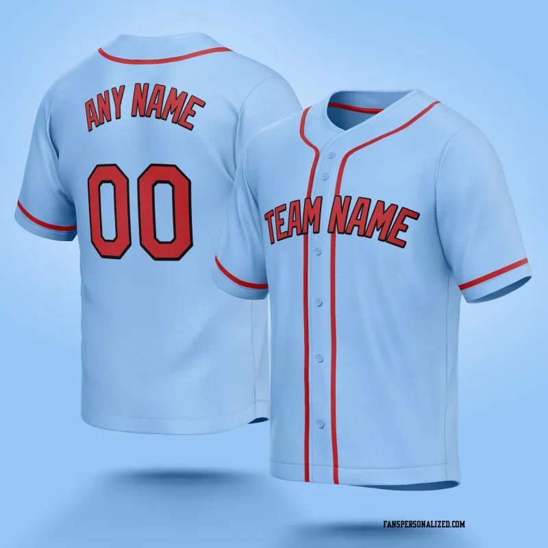 Stitched Customized Light Blue Red Red Baseball Jersey