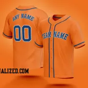 Stitched Customized Orange Blue Blue Baseball Jersey