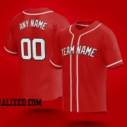 Stitched Customized Red White White Baseball Jersey