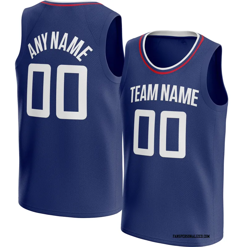 Stitched LA Clippers Customized Icon Blue White White Basketball Jersey